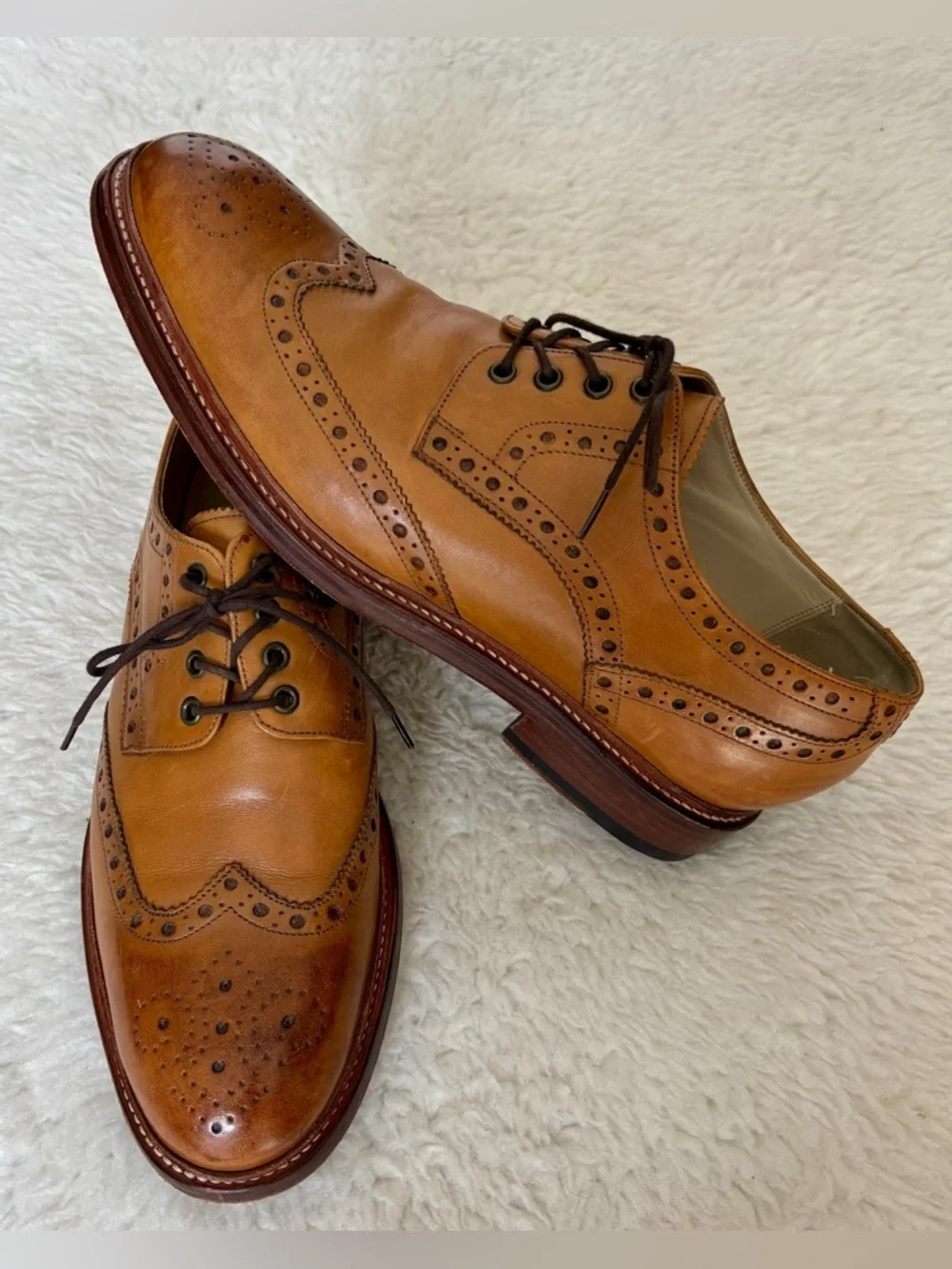 Oliver Sweeney Serpentine Cognac Wingtip Brogue Derby Shoes size 9